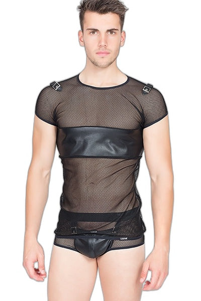 T-shirt Thunder — Résille Sexy & Bande Cuir - 1 | Voyage Sensuel