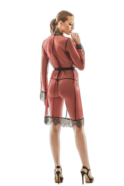 Déshabillé Florella - Peignoir Sexy Dentelle Cils Bordeaux - 2 | Voyage Sensuel