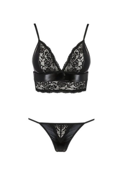 Ensemble Asuna Passion - Soutien-gorge & Culotte Dentelle Vinyle - 2 | Voyage Sensuel