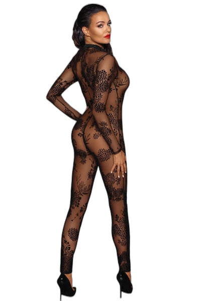 Combinaison intégrale tulle floqué F237 — Séduction totale - 4 | Voyage Sensuel