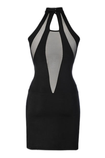 Robe Noire Sexy Axami V-9269 - Microfibre & Tulle - 3 | Voyage Sensuel