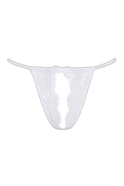 String Ouvert Blanc Axami V-9828 - Dentelle Fendue Séduction - 4 | Voyage Sensuel