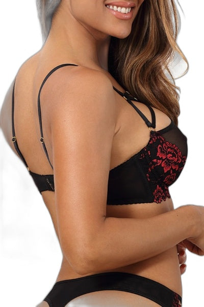 Soutien-gorge dentelle noir brodé rouge Axami V-10021 - 5 | Voyage Sensuel