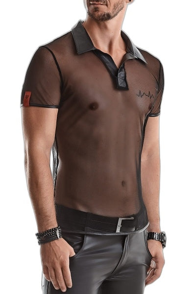 Polo Maille Noire Transparente Regnes | Séduction - 1 | Voyage Sensuel