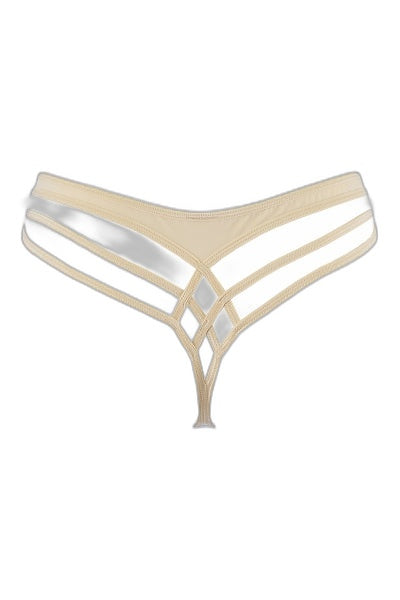 String Beige Perles Dorées - Axami V-10348 - 3 | Voyage Sensuel