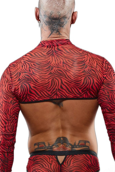 Crop Top Tulle Zébré Rouge Noir - Regnes Séduction - 5 | Voyage Sensuel