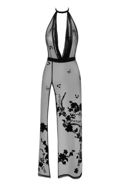 Robe longue dos nu Divinity – Tulle floqué séduction - 2 | Voyage Sensuel