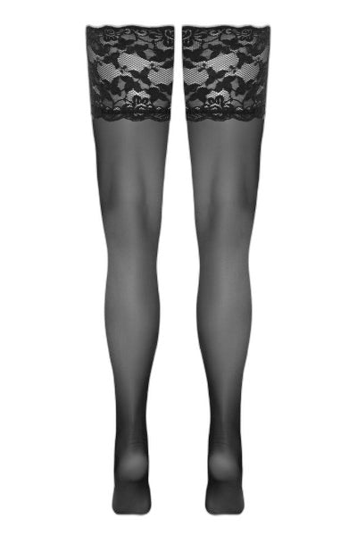 Bas Autofixants Dentelle Noir - Cotelli Legwear - 4 | Voyage Sensuel