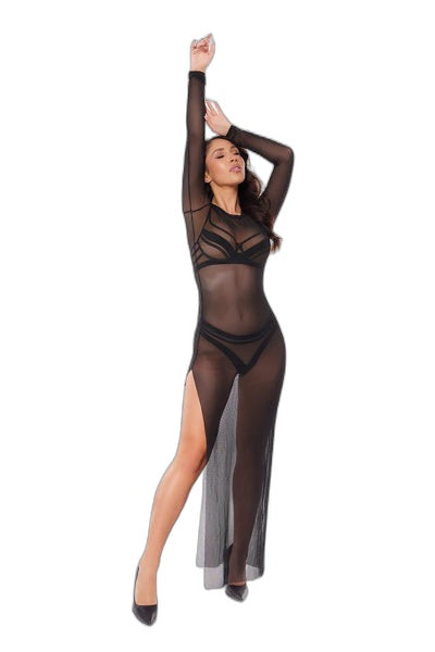 Robe Longue Transparente Noire Axami V-10679 - 2 | Voyage Sensuel