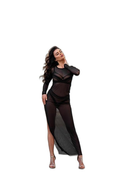 Robe Longue Transparente Noire Axami V-10679 - 3 | Voyage Sensuel
