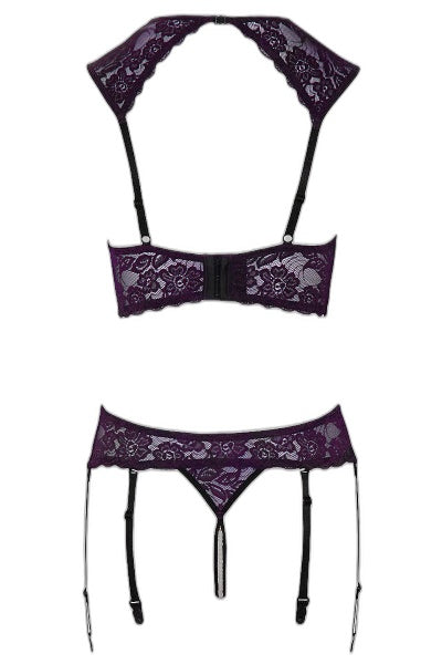 Ensemble lingerie ouverte violet Cotelli - Séduction audacieuse - 4 | Voyage Sensuel