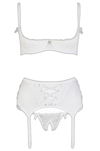 Ensemble lingerie 3 pièces ouvert blanc - Cottelli - 2 | Voyage Sensuel