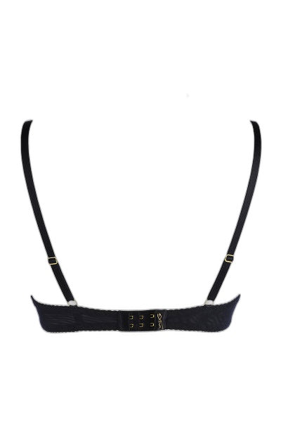 Soutien-gorge Dentelle Noir Axami - Broderies Or et Bleu - 3 | Voyage Sensuel