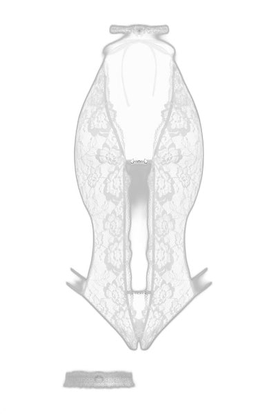 Ensemble Body Ouvert Renée Blanc - Christine Dentelle - 4 | Voyage Sensuel