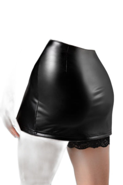 Mini jupe wetlook avec jarretière velours — Noir HandMade - 3 | Voyage Sensuel