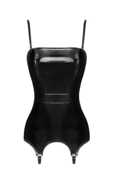 Corset Porte-Jarretelle Vinyle Noir Handmade F381 - 2 | Voyage Sensuel