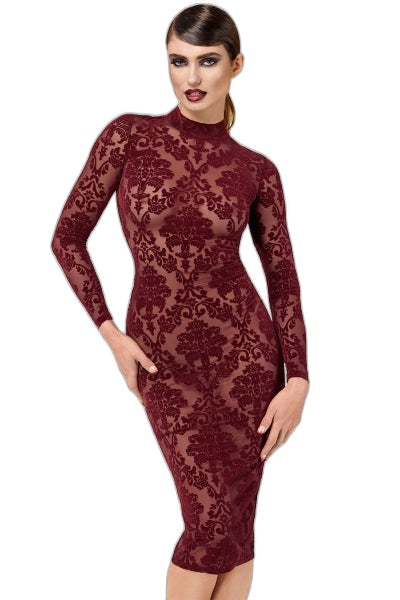 Robe Fourreau Tulle Floqué Noir - Séduction Raffinée - 1 | Voyage Sensuel