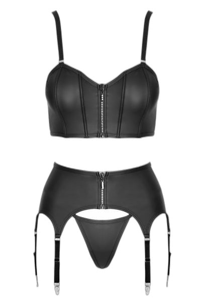 Ensemble lingerie 3 pièces porte-jarretelles noir Cottelli - 2 | Voyage Sensuel
