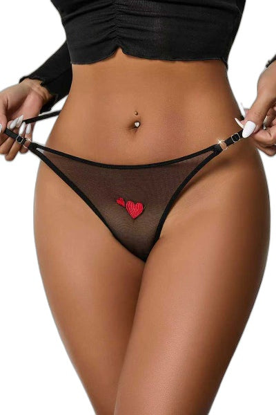 String Cœur et Strass Noir Litolu — Séduction Brillante - 4 | Voyage Sensuel