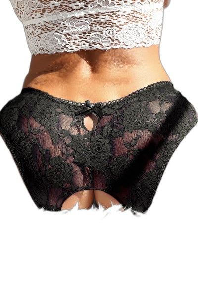 Culotte Ouverte Dentelle O Noir - Séduction Raffinée - 3 | Voyage Sensuel