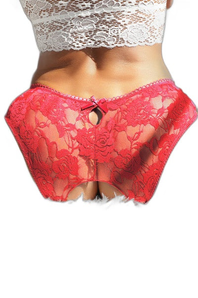 Culotte ouverte dentelle O Rouge - Litolu Lingerie - 1 | Voyage Sensuel