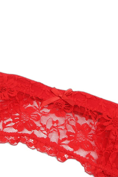 Porte-jarretelles et String Rouge Dentelle Résille | Litolu - 4 | Voyage Sensuel