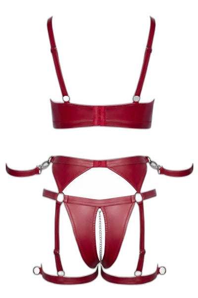 Set Soutien-gorge & Slip Ouvert Bondage Rouge - 4 | Voyage Sensuel