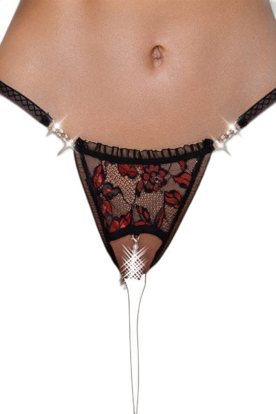 String dentelle ouvert bicolore Cottelli – Séduction glamour - 1 | Voyage Sensuel