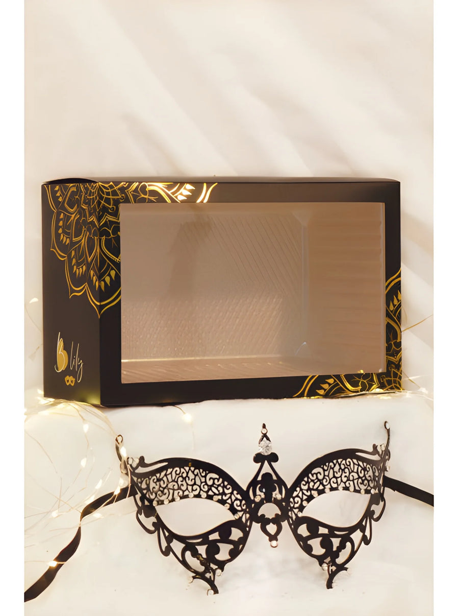 masque-vnitien-alida-rigide-noir-avec-strass | Voyage Sensuel