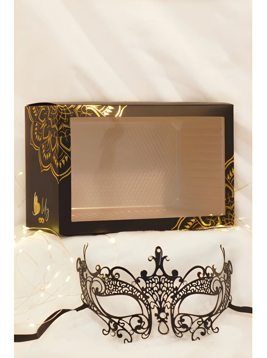 masque-vnitien-lucia-rigide-noir-avec-strass | Voyage Sensuel
