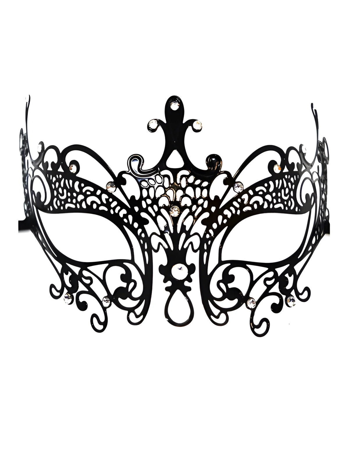 Masque vénitien Ornella rigide noir avec strass