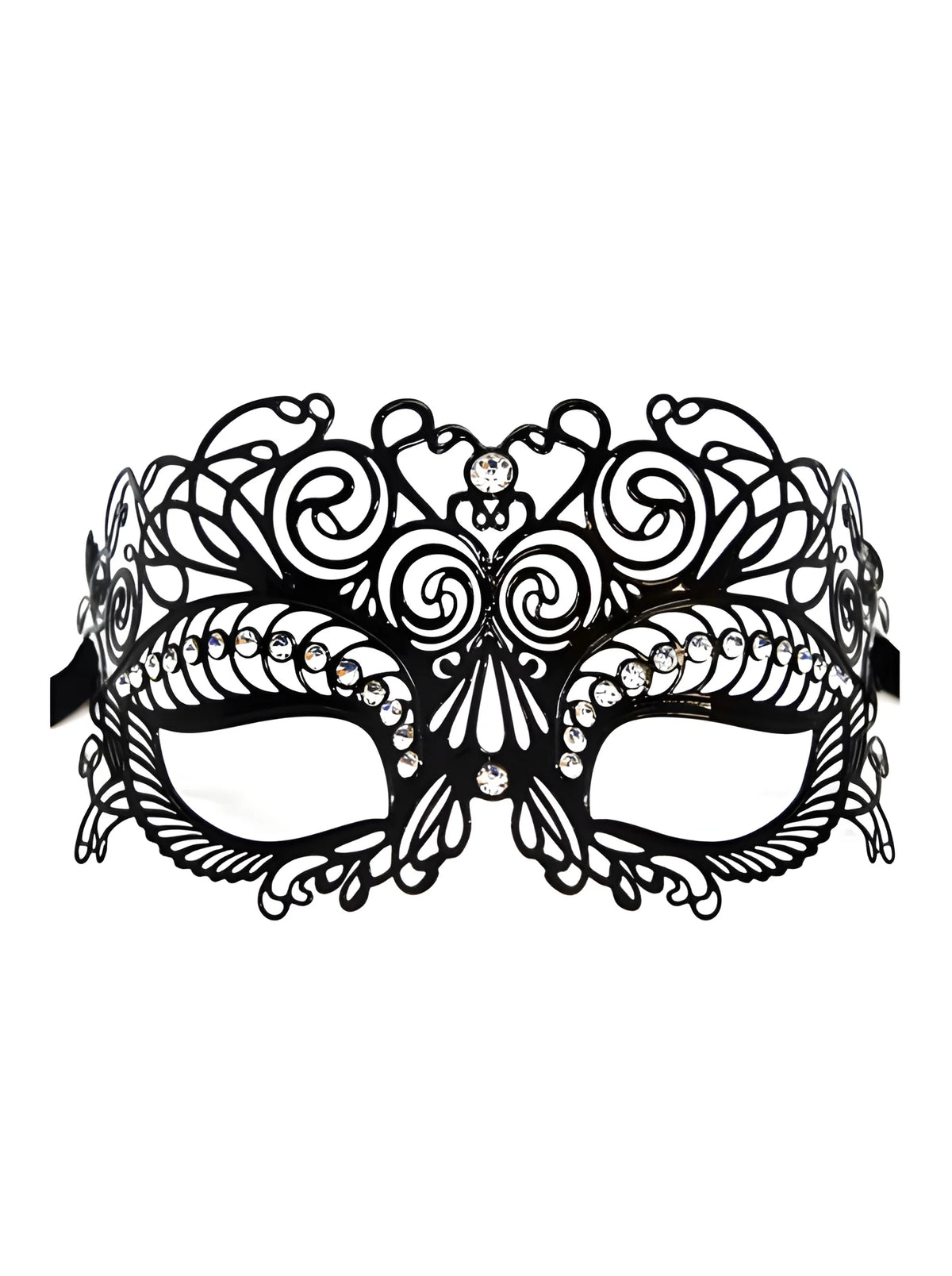 Masque vénitien Giulia rigide noir avec strass