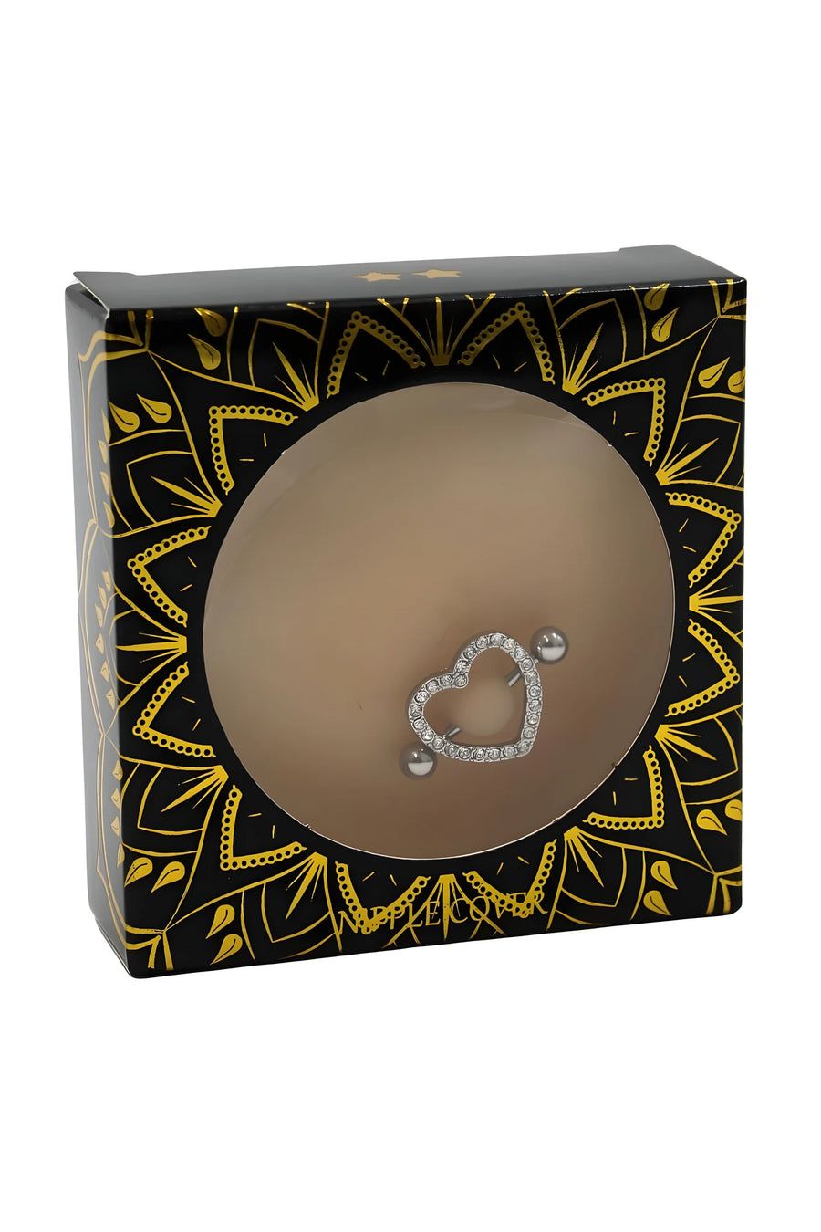 paire-de-cache-ttons-piercing-barre-coeur-faux-diamant-peau-claire | Voyage Sensuel