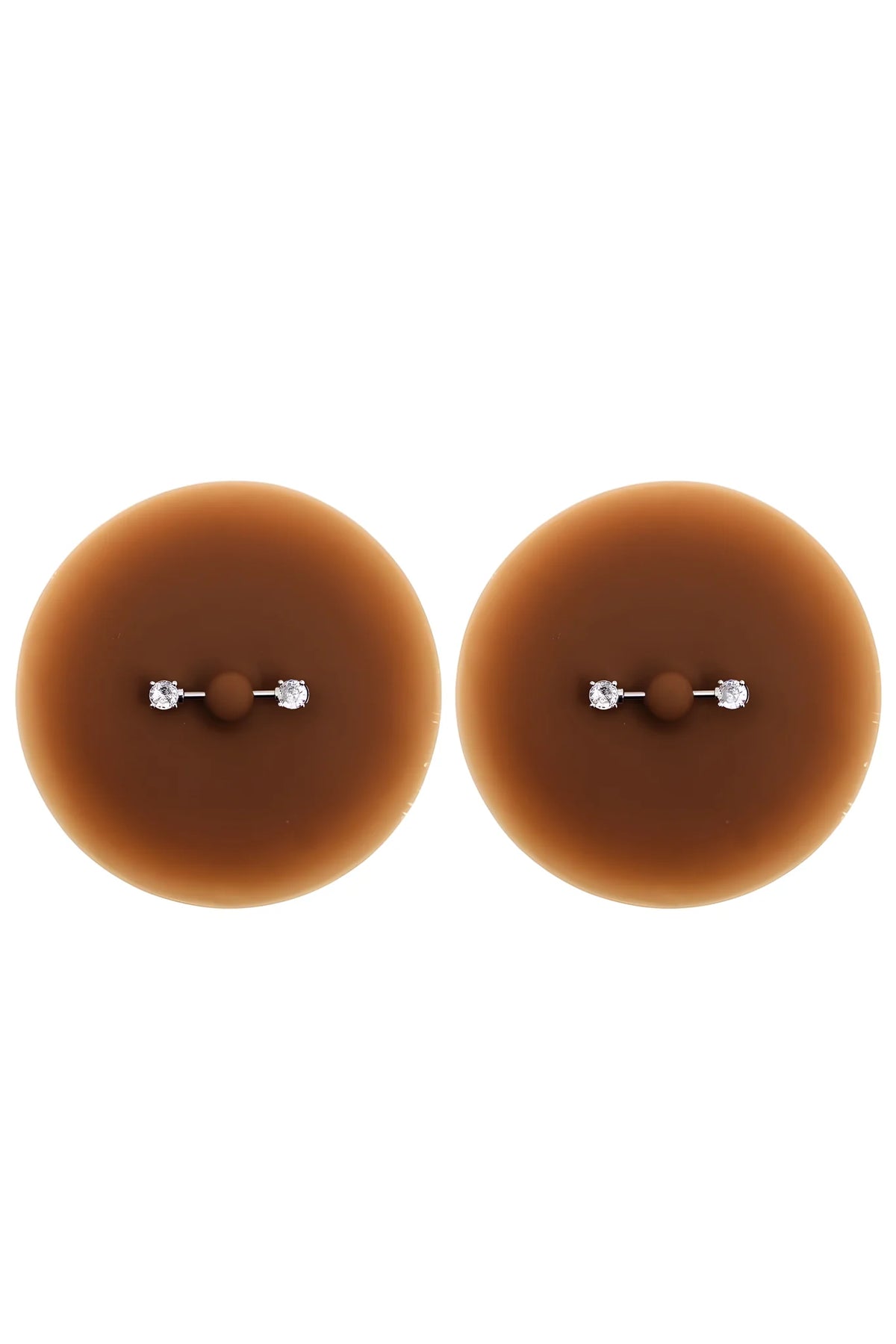 Paire de cache-tétons piercing barre faux diamant peau foncée