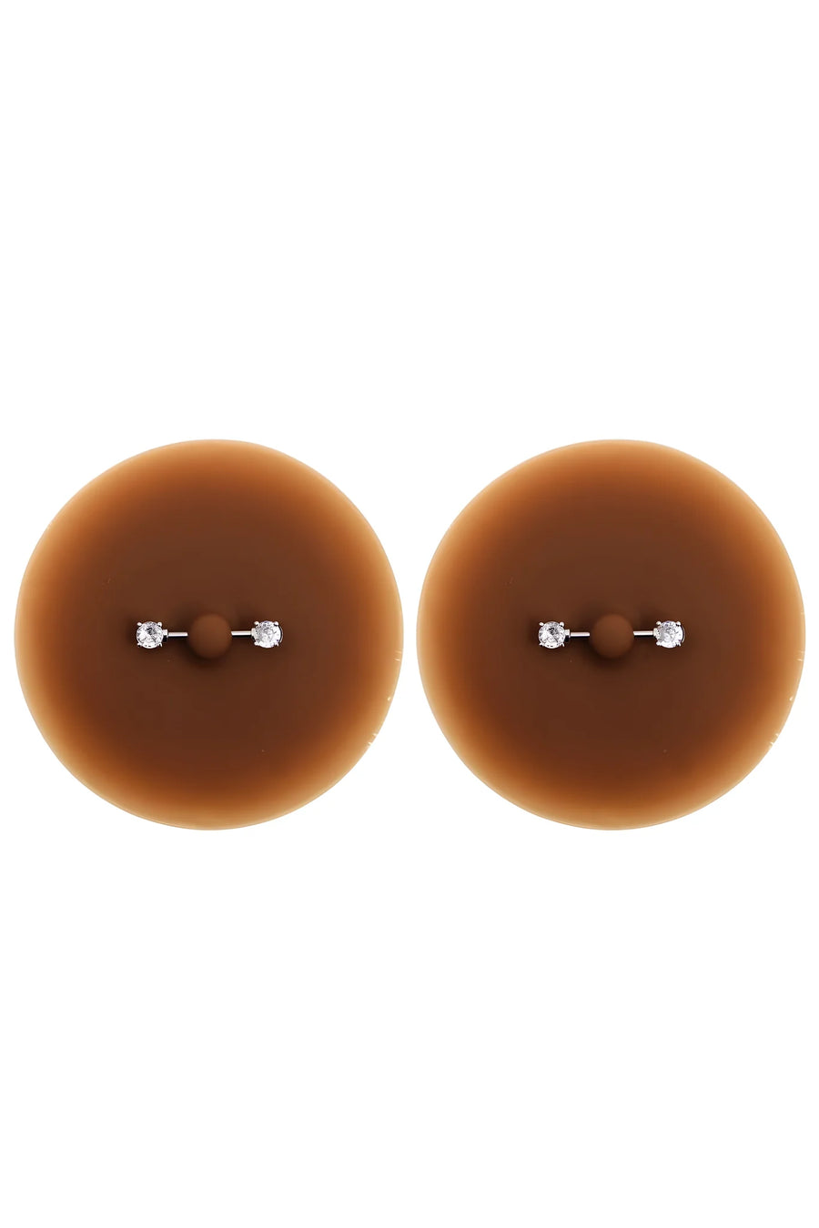 paire-de-cache-ttons-piercing-barre-faux-diamant-peau-fonce | Voyage Sensuel