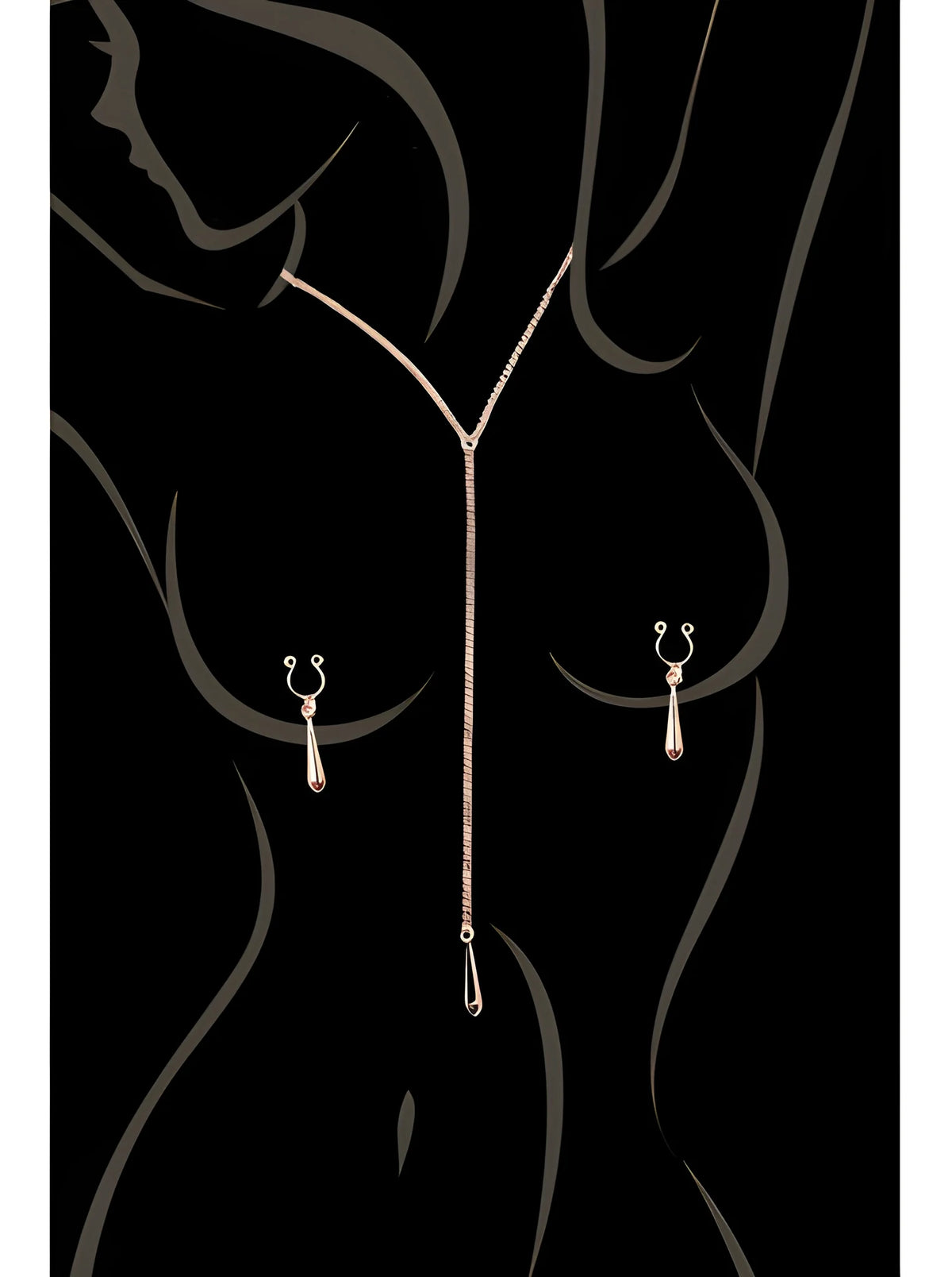 Bijoux de corps, pinces de seins goutte et tour de cou chainette