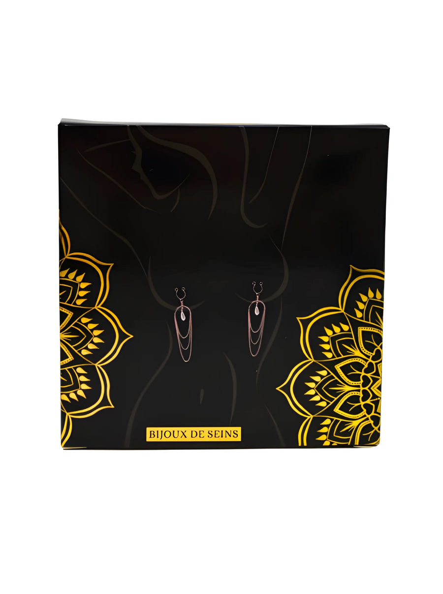 bijoux-de-seins-avec-3-chainettes-dor-rose-et-une-perle | Voyage Sensuel