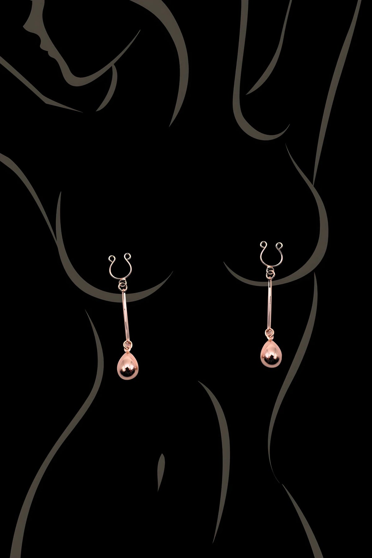 Bijou pince téton, forme perle doré rose