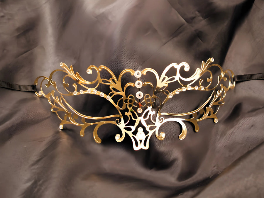 masque-vnitien-elena-rigide-dor-avec-strass | Voyage Sensuel