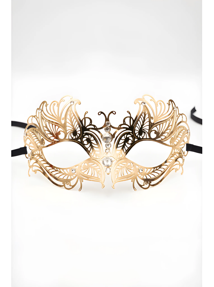 masque-vnitien-greta-rigide-dor-avec-strass | Voyage Sensuel