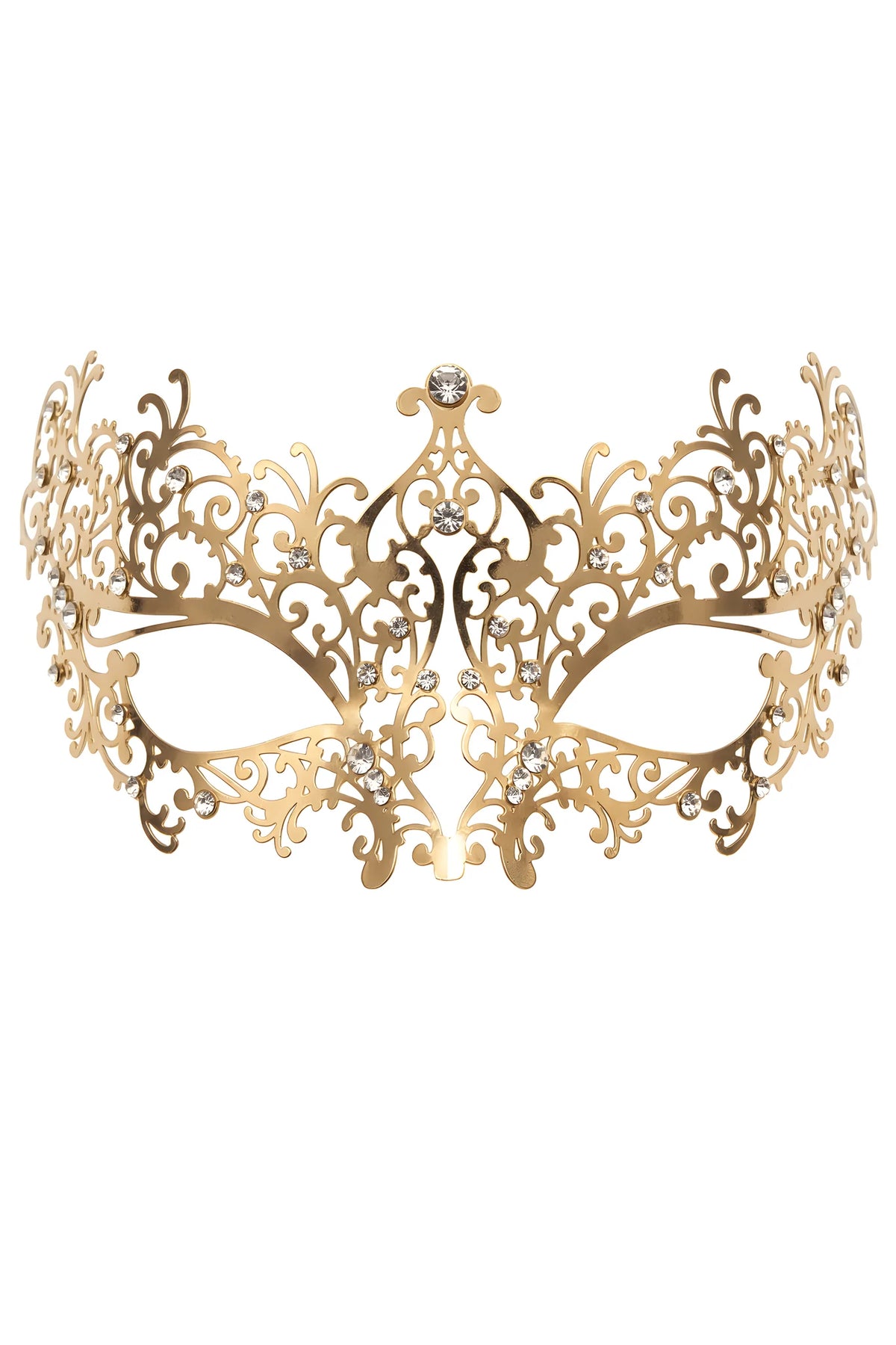 Masque vénitien Chiara rigide doré avec strass