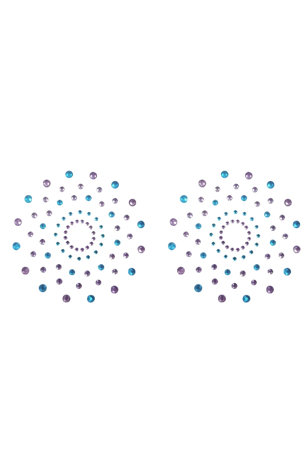 Paire de cache tétons adhésifs strass bleu et violet