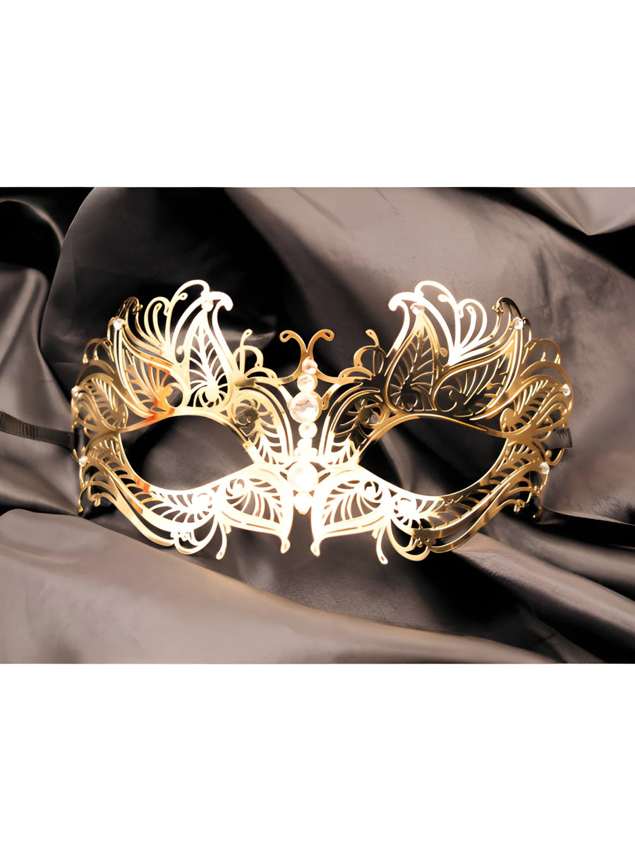 masque-vnitien-lucia-rigide-dor-avec-strass | Voyage Sensuel