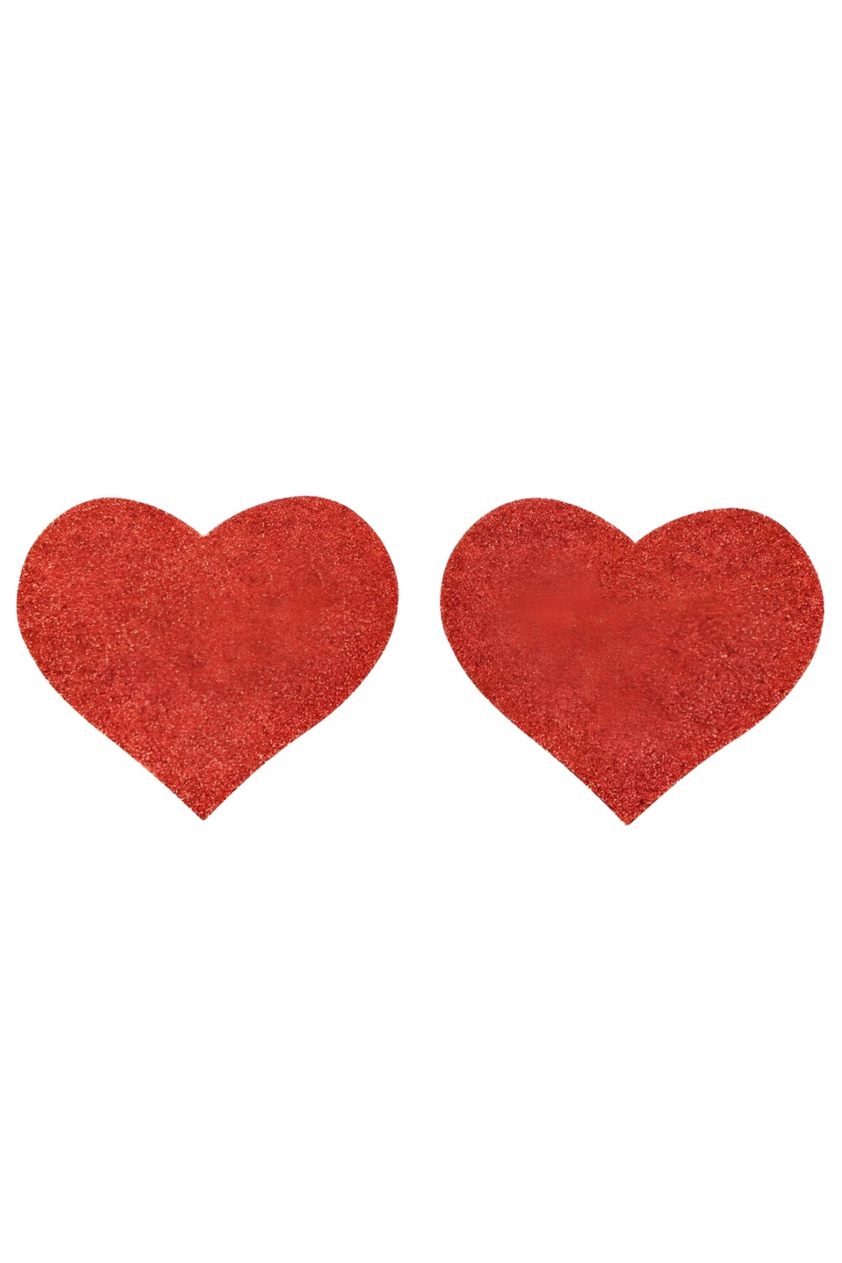 Paire de cache tétons adhésifs coeur pailleté rouge