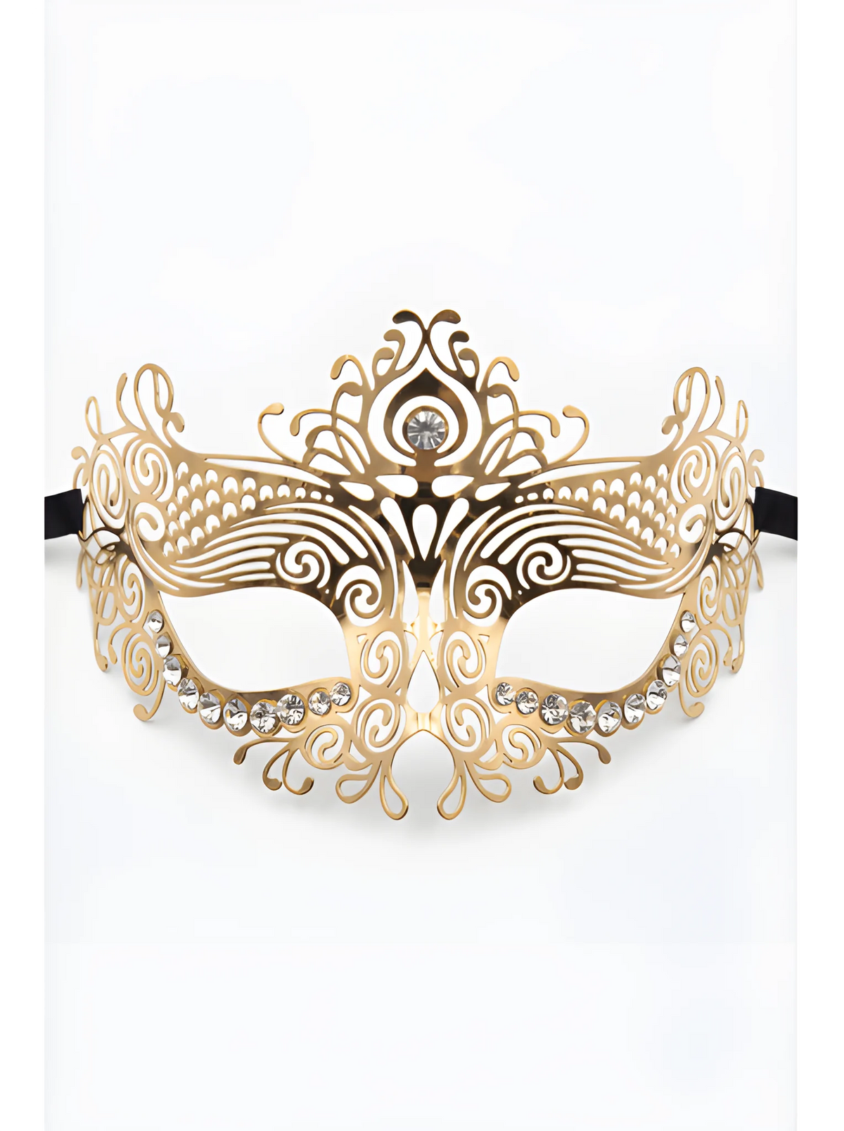 Masque vénitien Ornella rigide doré avec strass