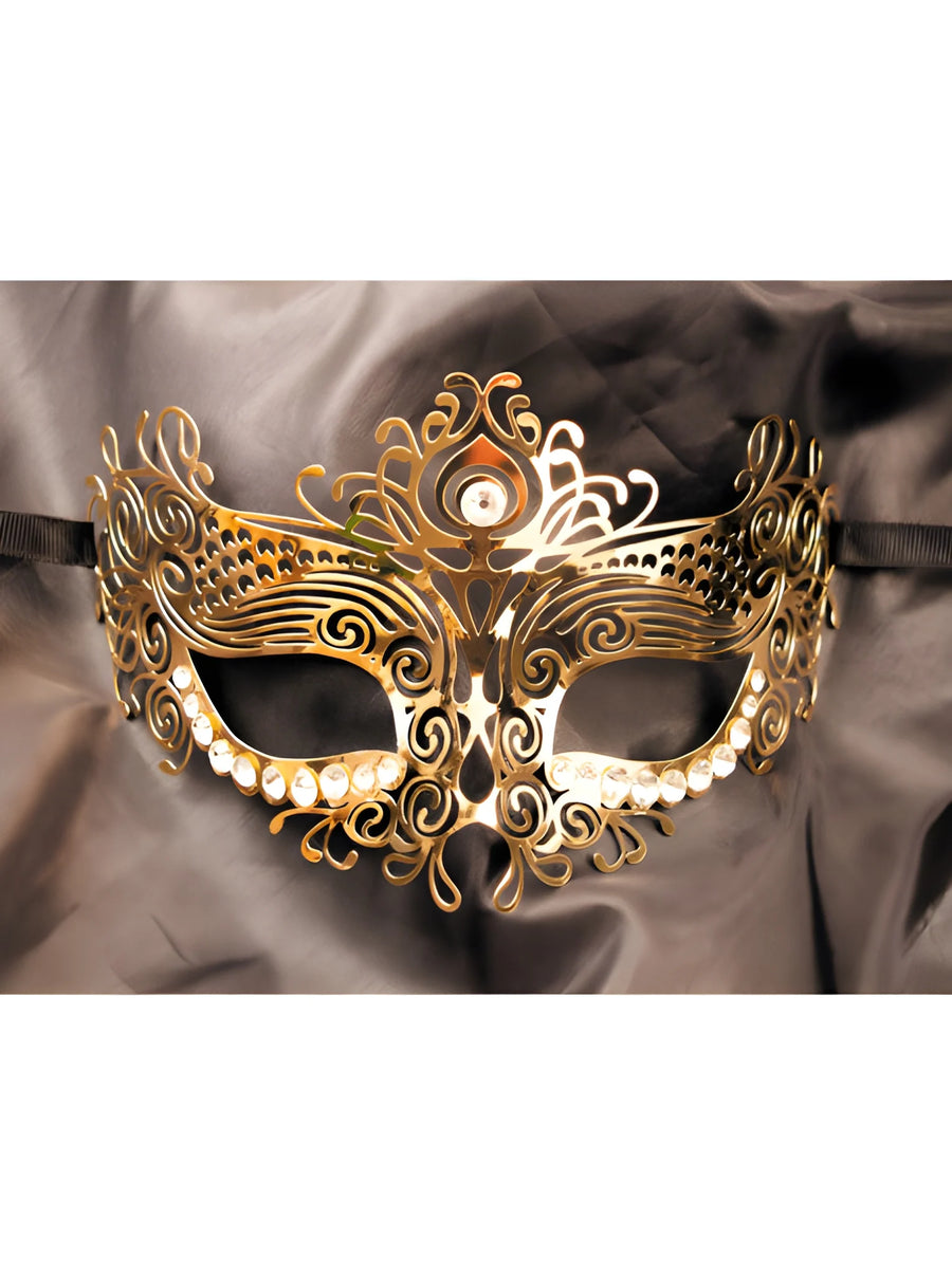 masque-vnitien-ornella-rigide-dor-avec-strass | Voyage Sensuel