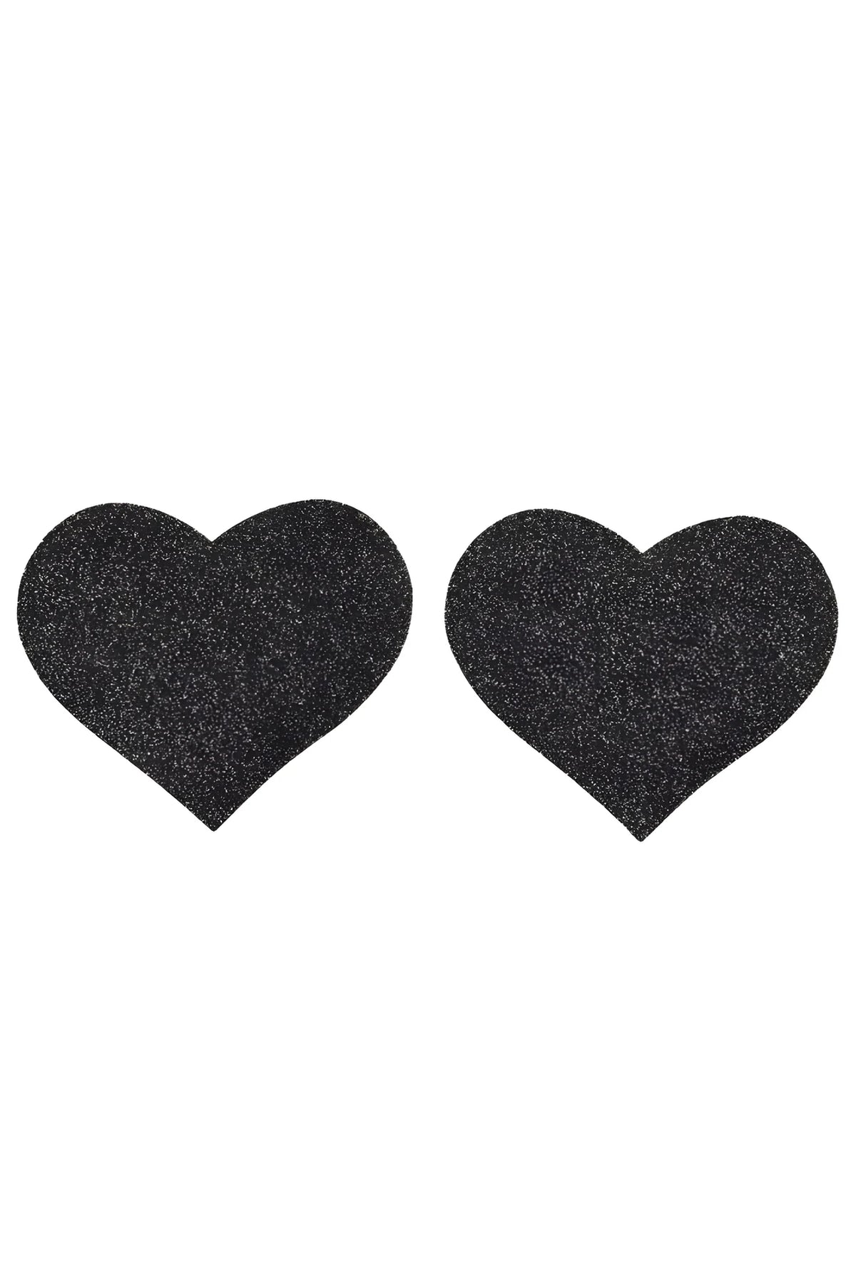 Paire de cache tétons adhésifs coeur pailleté noir