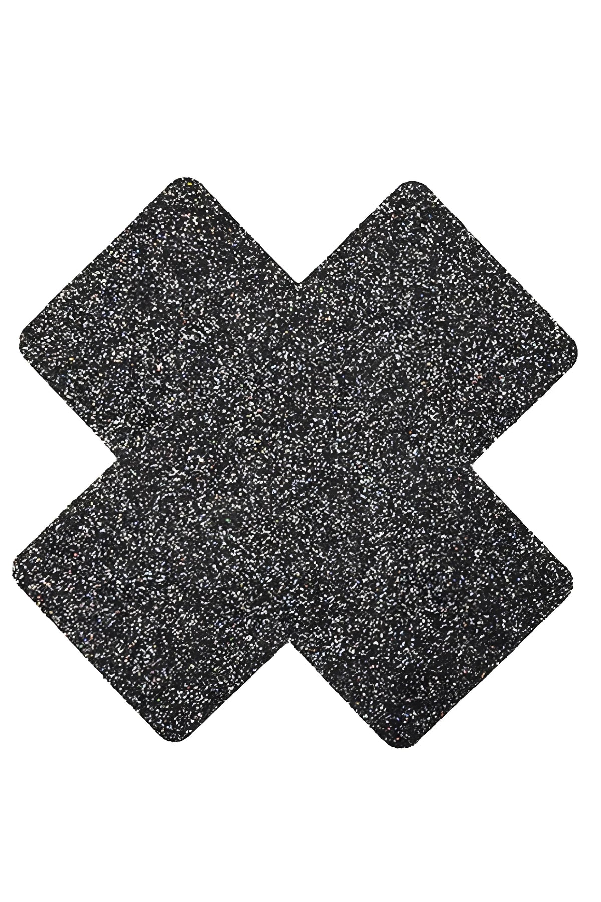 Paire de cache tétons adhésifs croix pailletée noir
