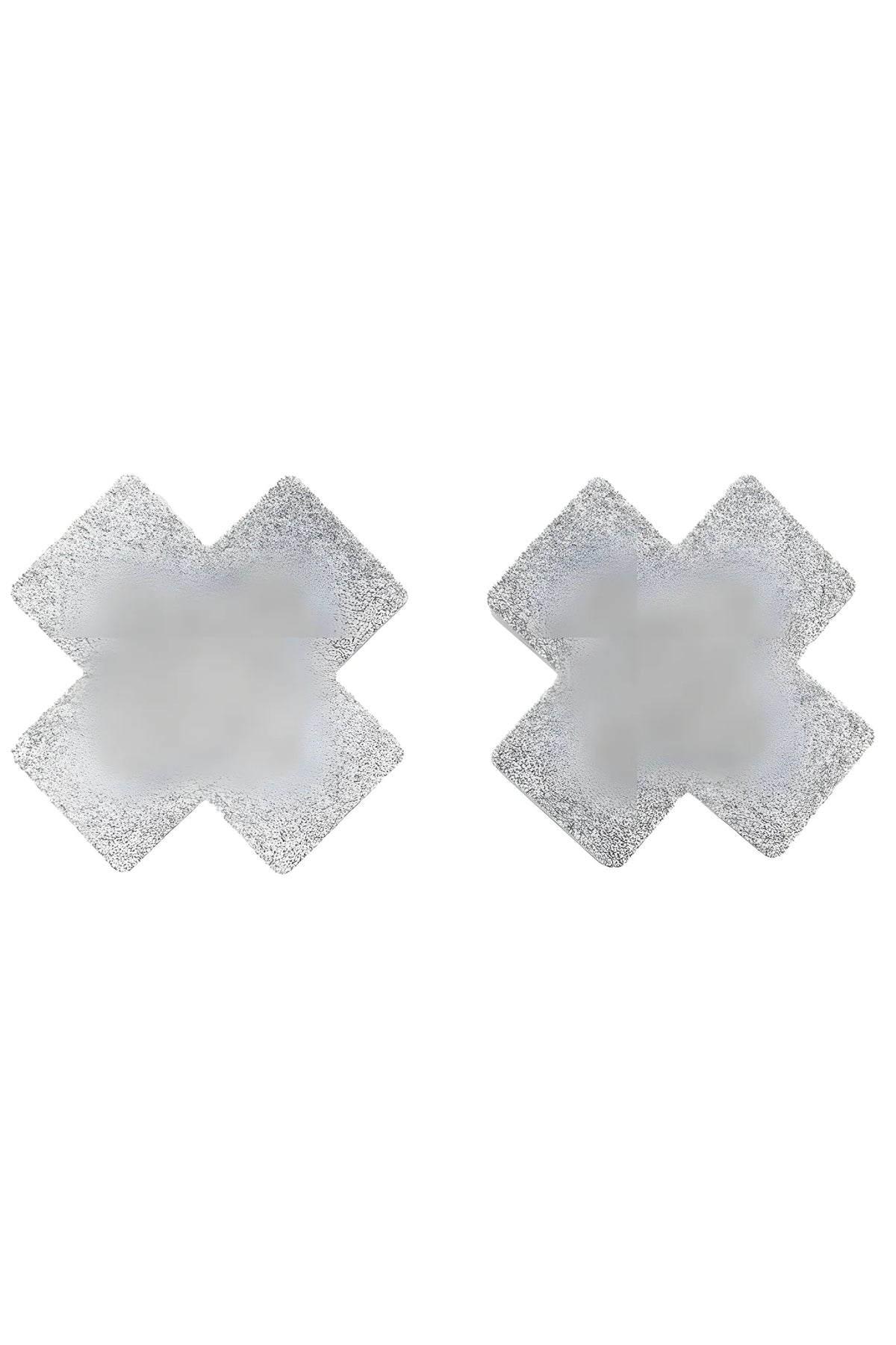 Paire de cache tétons adhésifs croix pailletée blanc