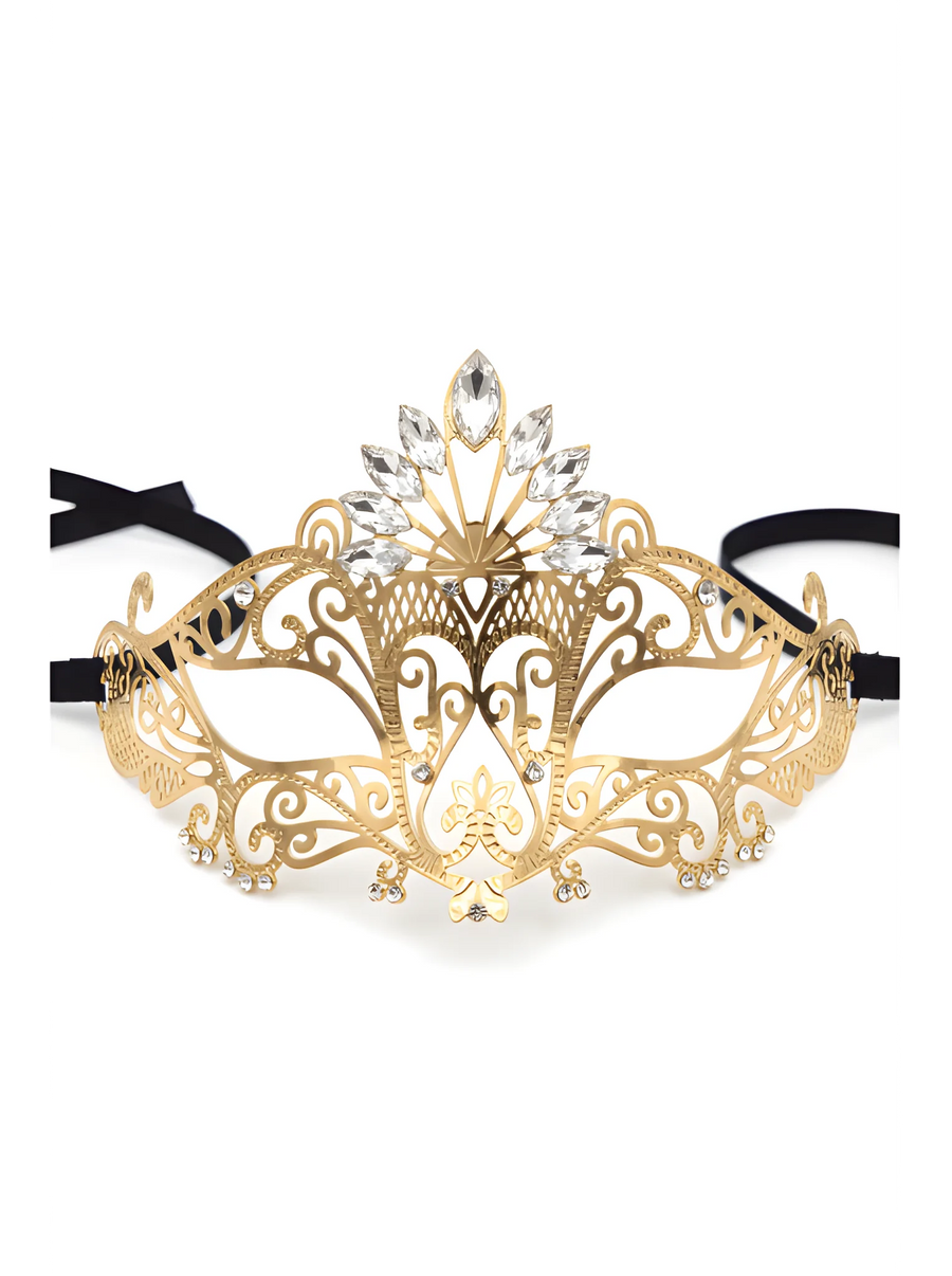masque-vnitien-gemma-rigide-dor-avec-strass | Voyage Sensuel